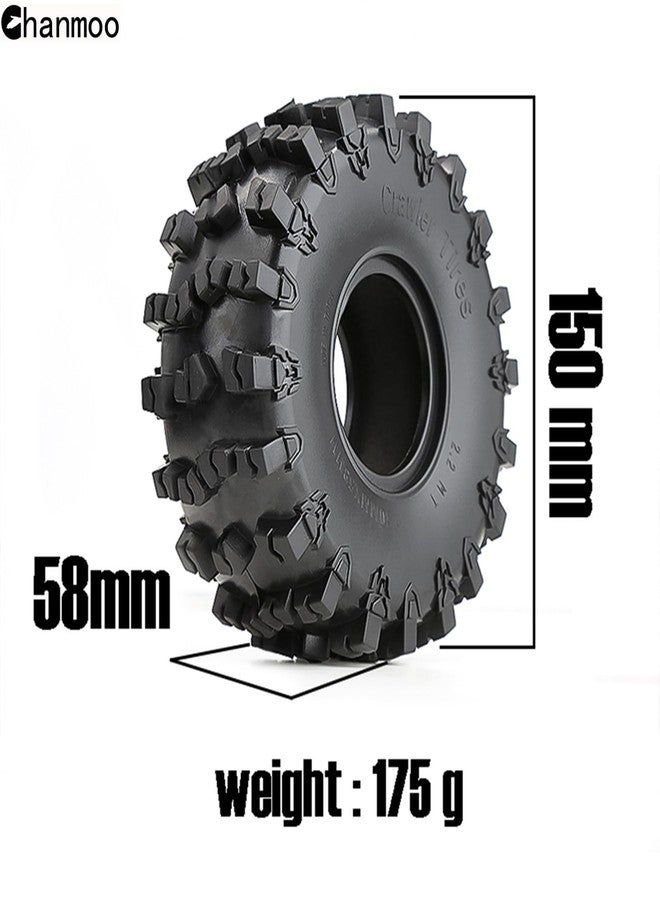 Chanmoo 2.2 RC Crawler Tires Soft Rubber Mud Snow Swamper Tyres OD 150mm For 1/10 RC Rock Crawler Car Axial SCX10 90047 D90 TF2 Tamiya CC01 Traxxas TRX4 2.2 inch Beadlock Wheel Rims 4PCS - Image 2